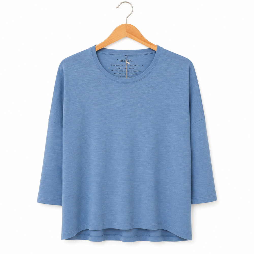 Mersea Catalina Slub Tee Womens One Size Blue 100% Cotton Crew Neck NWT